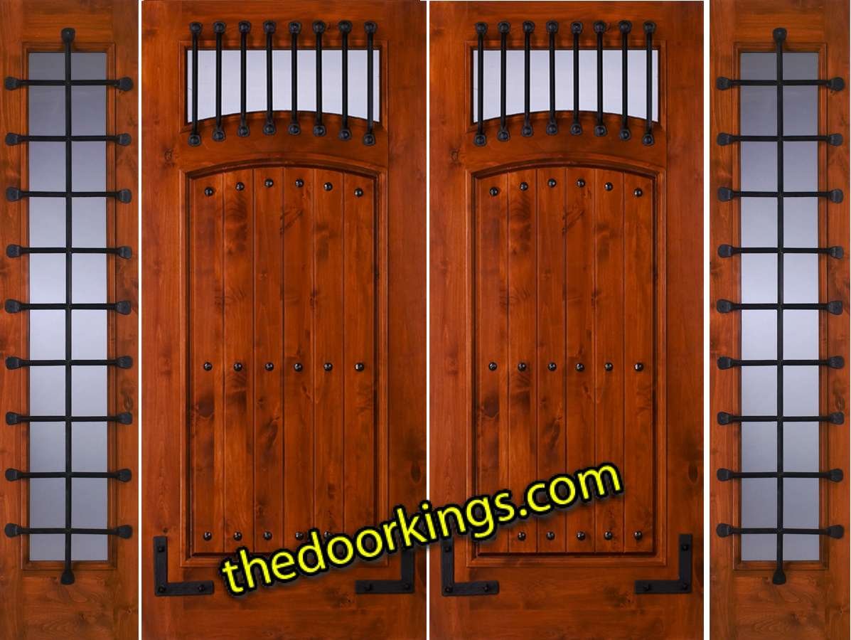 sw64 knotty alder double door with two sw50 sidelites